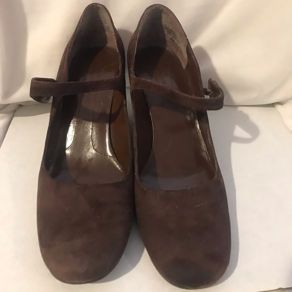 Bandolino, Brown Suede Mary Jane Wedge Heels